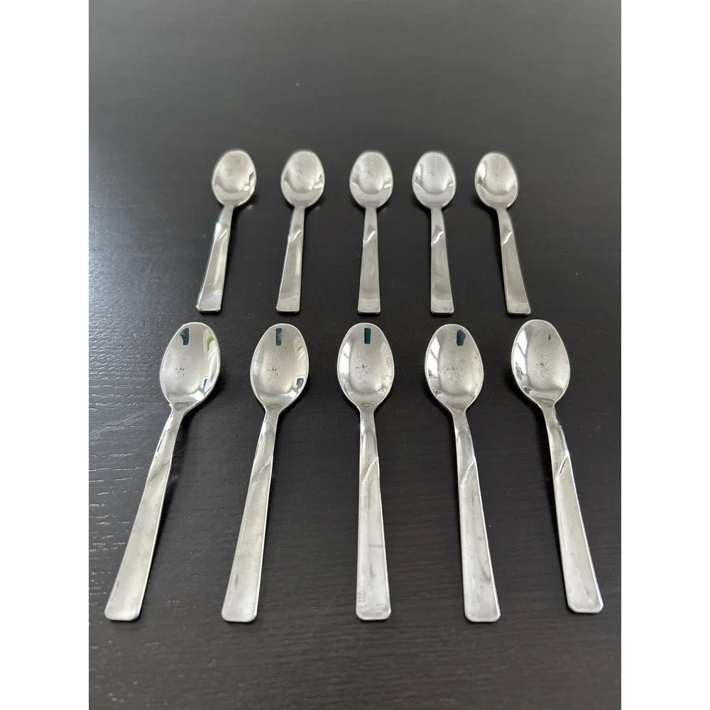 10 Endurance 18/10 Italy Stainless Steel Espresso Demitasse Spoons Starburst